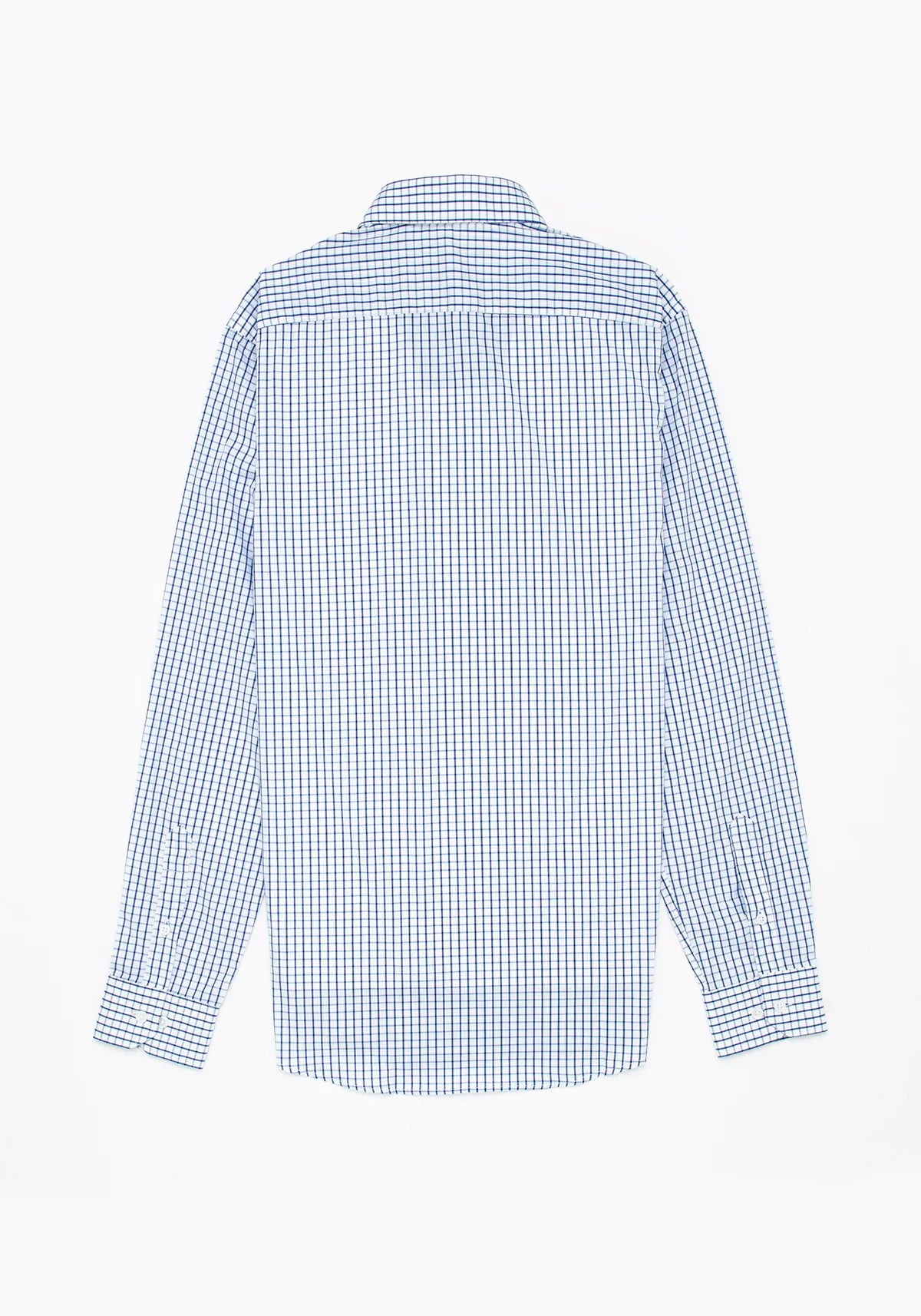 Camisa Popelín Cuadro Ventana Algodón Azul Tinta